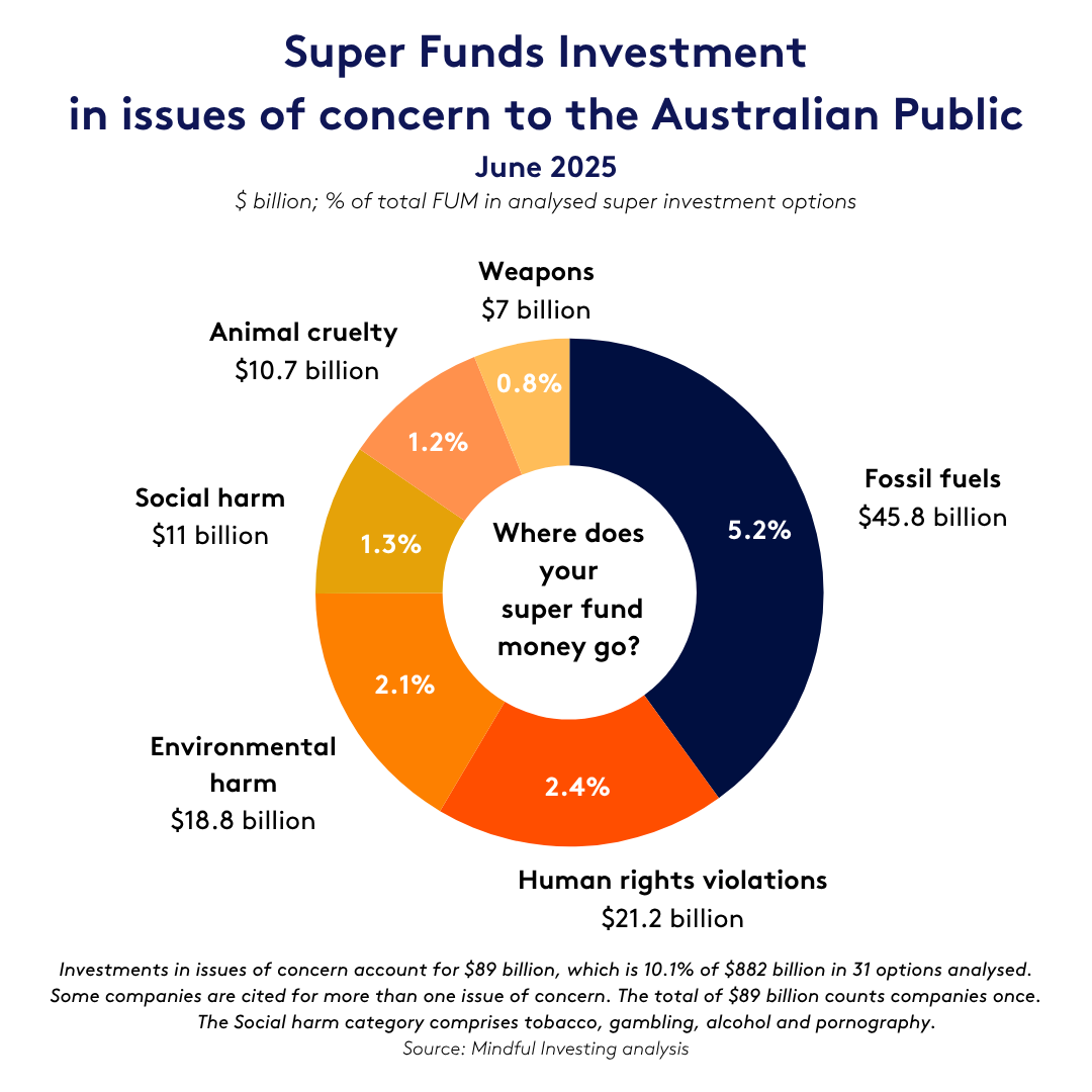 Super fund investments in issues of concern.